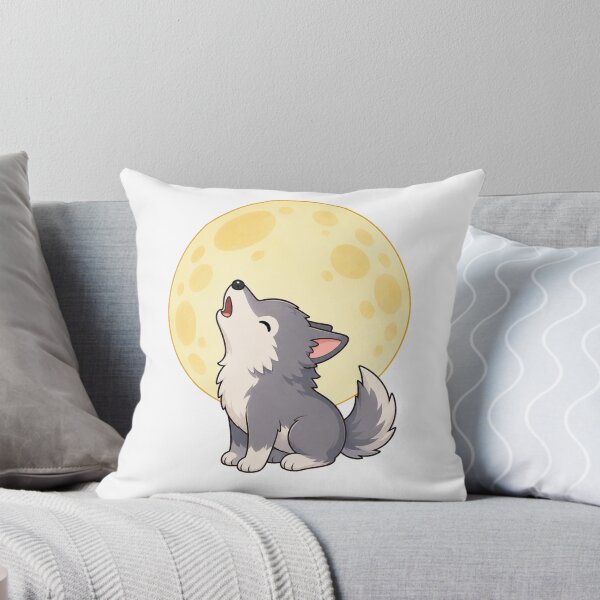 Item preview, Cute Wolf Howling at the Moon Kawaii Cartoon Night Design designed and sold by Seculinator.