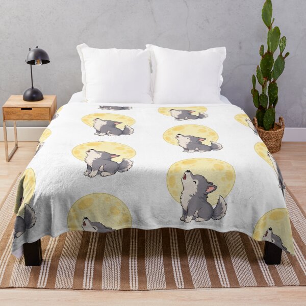 Item preview, Cute Wolf Howling at the Moon Kawaii Cartoon Night Design designed and sold by Seculinator.