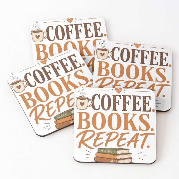 Item preview, Coffee Books Repeat Cozy Autumn Typography Design designed and sold by sanorastyle.