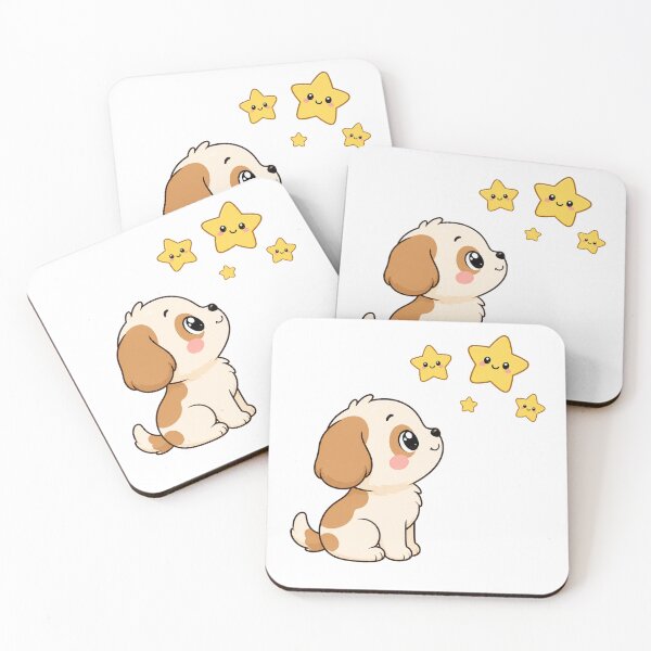 Item preview, Cute Puppy Watching Happy Stars Kawaii Cartoon Dreamy Design designed and sold by Seculinator.