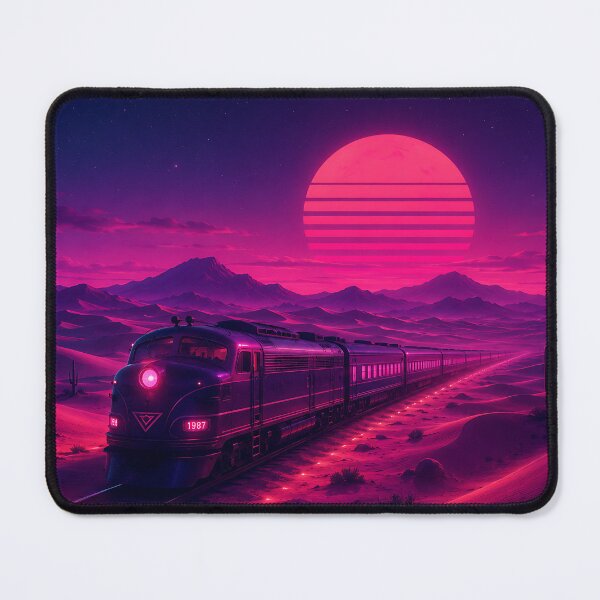 Item preview, Synthwave Neon Desert Train Retrowave Sunset 1987 designed and sold by Aureva Arts Shop.
