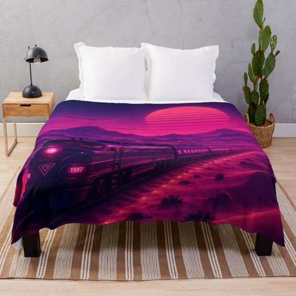 Item preview, Synthwave Neon Desert Train Retrowave Sunset 1987 designed and sold by Aureva Arts Shop.