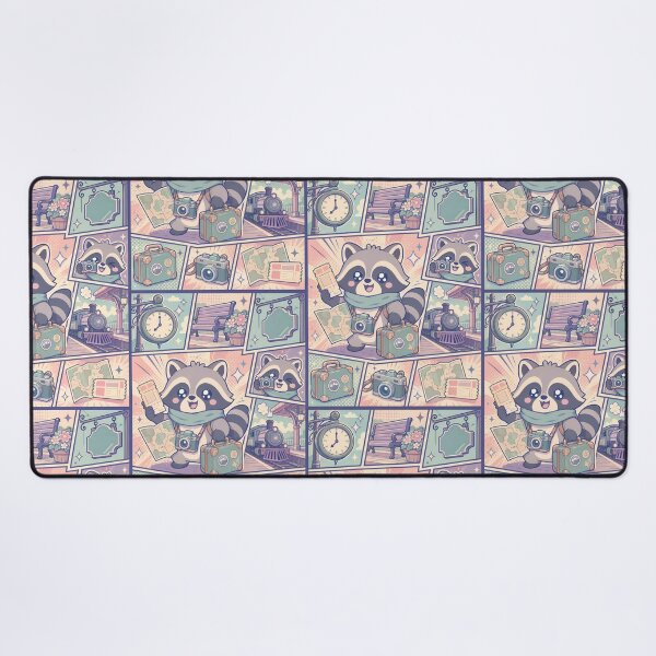 Item preview, Kawaii Vintage Train Station Raccoon Comic Panel designed and sold by Gift Phrase Studio.