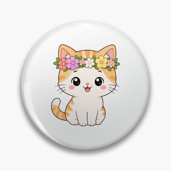 Item preview, Cute Cat with Flower Crown Kawaii Cartoon Spring Design designed and sold by Seculinator.