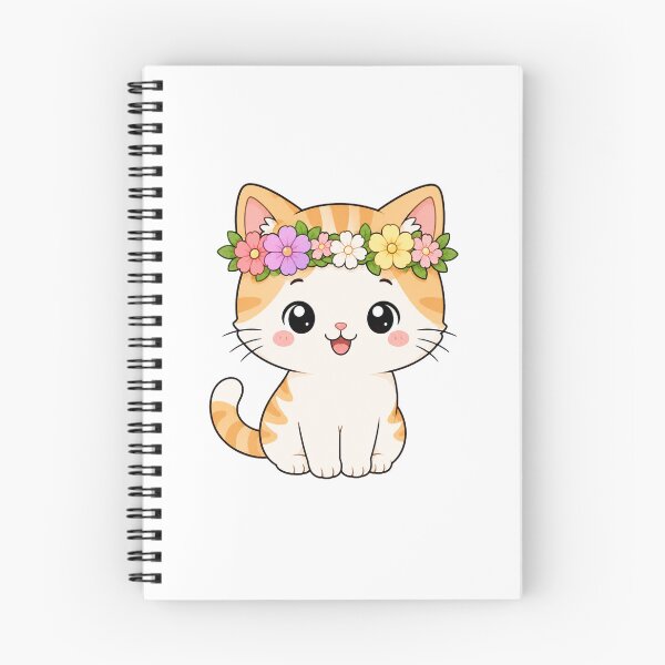 Item preview, Cute Cat with Flower Crown Kawaii Cartoon Spring Design designed and sold by Seculinator.