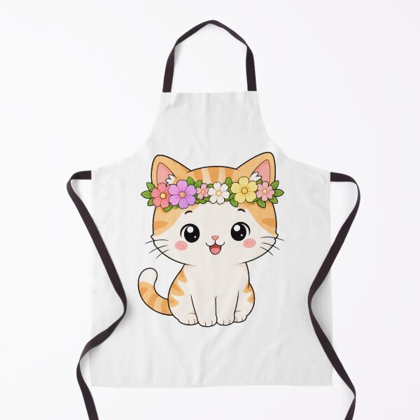 Item preview, Cute Cat with Flower Crown Kawaii Cartoon Spring Design designed and sold by Seculinator.