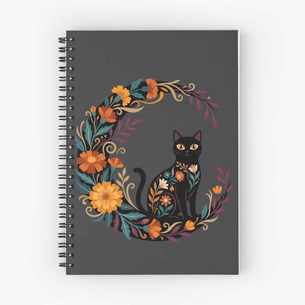 Item preview, Día de los Muertos Mystical Marigold Moon Cat designed and sold by MythicCotton.