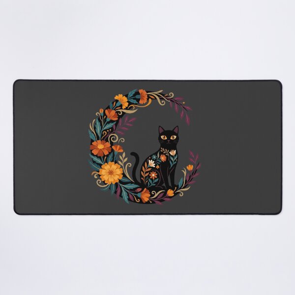 Item preview, Día de los Muertos Mystical Marigold Moon Cat designed and sold by MythicCotton.