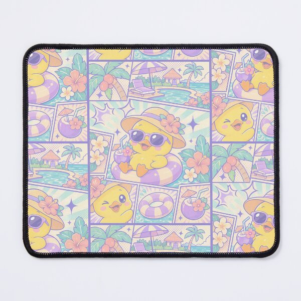 Item preview, Kawaii Tropical Resort Duck Comic Panel designed and sold by Gift Phrase Studio.