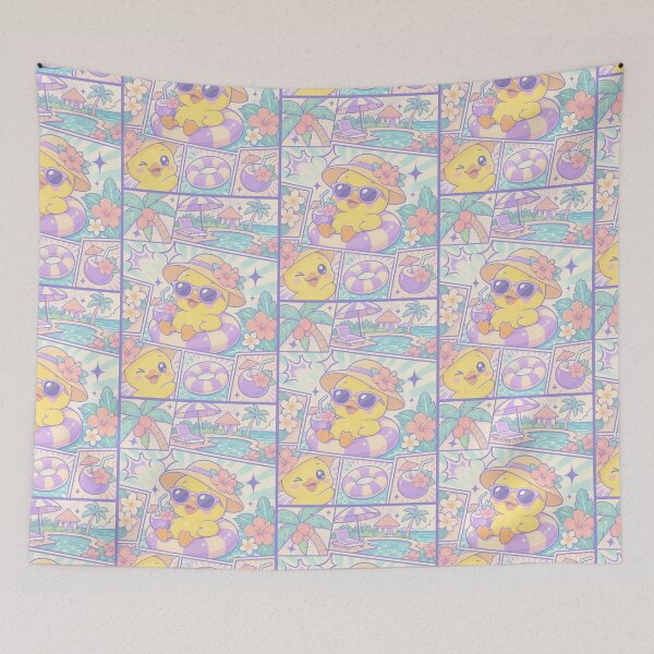 Item preview, Kawaii Tropical Resort Duck Comic Panel designed and sold by Gift Phrase Studio.