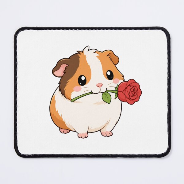 Item preview, Cute Guinea Pig Holding Red Rose Kawaii Cartoon Romantic Design designed and sold by Seculinator.