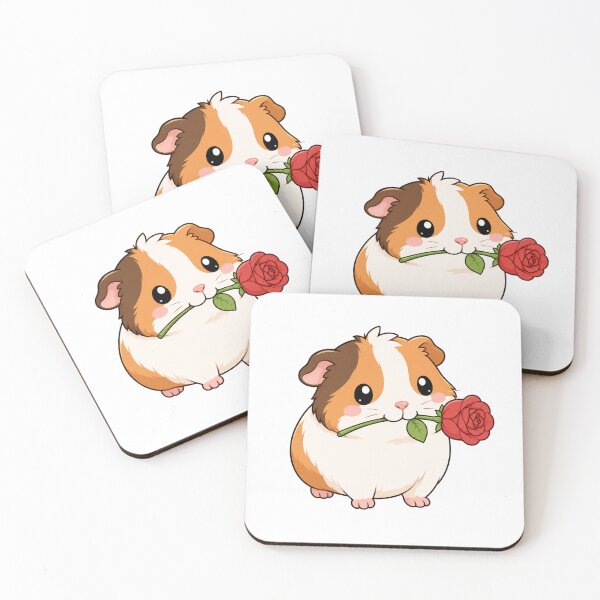 Item preview, Cute Guinea Pig Holding Red Rose Kawaii Cartoon Romantic Design designed and sold by Seculinator.