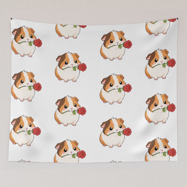 Item preview, Cute Guinea Pig Holding Red Rose Kawaii Cartoon Romantic Design designed and sold by Seculinator.
