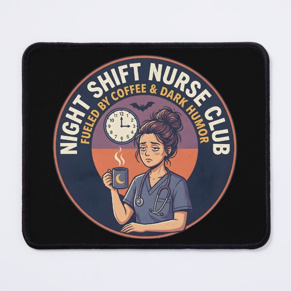 Item preview, Night Shift Nurse Fueled by Coffee and Dark Humor designed and sold by Stikaro.