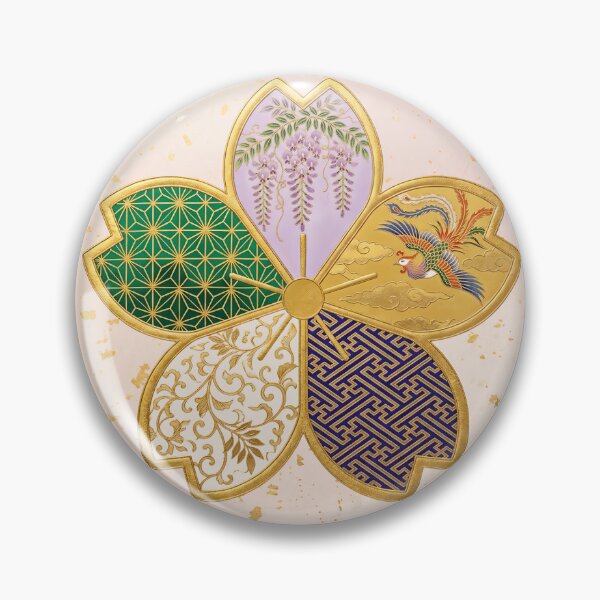 Item preview, Sakura — Japanese Cherry Blossom Crest Art Print | Wisteria & Phoenix Kamon Pattern designed and sold by KimonoKotoba.