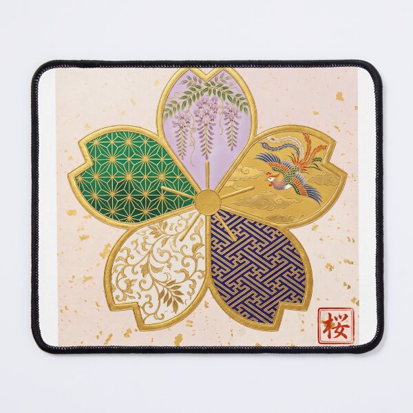 Item preview, Sakura — Japanese Cherry Blossom Crest Art Print | Wisteria & Phoenix Kamon Pattern designed and sold by KimonoKotoba.