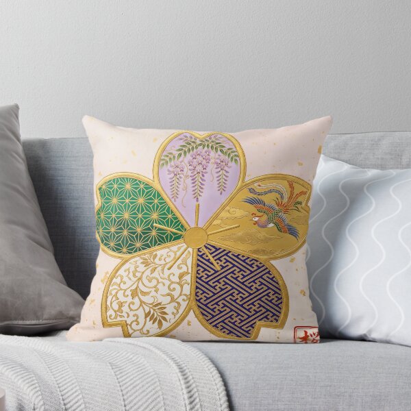 Item preview, Sakura — Japanese Cherry Blossom Crest Art Print | Wisteria & Phoenix Kamon Pattern designed and sold by KimonoKotoba.