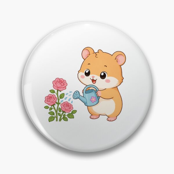 Item preview, Cute Hamster Watering Roses Kawaii Cartoon Gardening Design designed and sold by Seculinator.