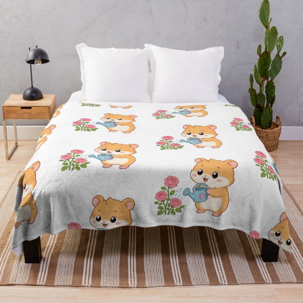 Item preview, Cute Hamster Watering Roses Kawaii Cartoon Gardening Design designed and sold by Seculinator.