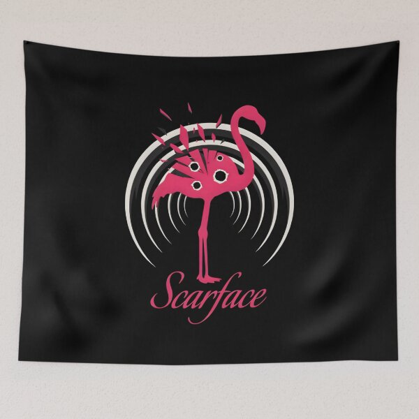 Item preview, Scarface Miami Flamingo Bullet Holes Synthwave Art designed and sold by Enea Kelo.