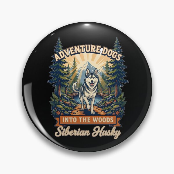 Item preview, Adventure Dogs – Into the Woods | Siberian Husky Hiking Vintage Outdoor designed and sold by No Excuses Supply.