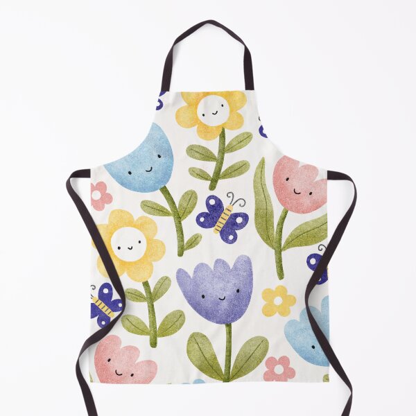 Artikelvorschau, Cute Smiling Spring Flowers & Butterflies Pattern | Kawaii Floral Illustration entworfen und verkauft von Purple Moon .