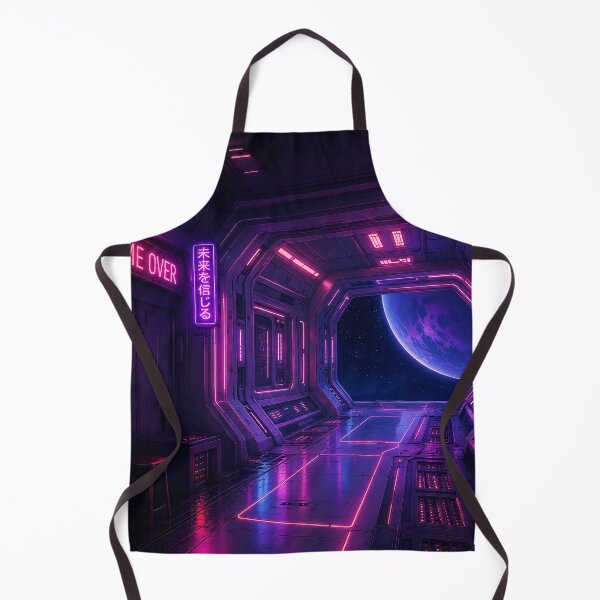 Item preview, Cyberpunk Space Station Neon Corridor Digital Art designed and sold by Aureva Arts Shop.