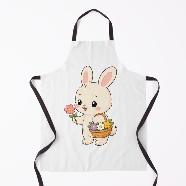 Item preview, Cute Bunny Holding Flowers Kawaii Cartoon Spring Garden Design designed and sold by Seculinator.