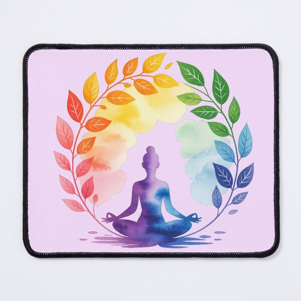 Item preview, Rainbow Meditation Yoga Watercolor Art designed and sold by Kaurisdigital.