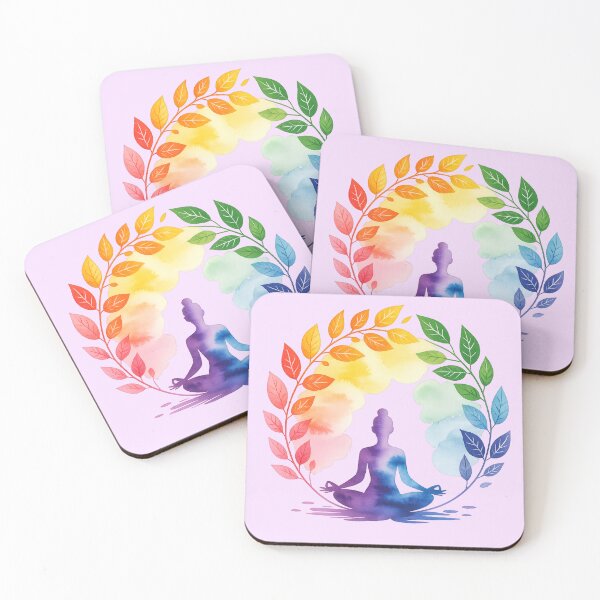 Item preview, Rainbow Meditation Yoga Watercolor Art designed and sold by Kaurisdigital.