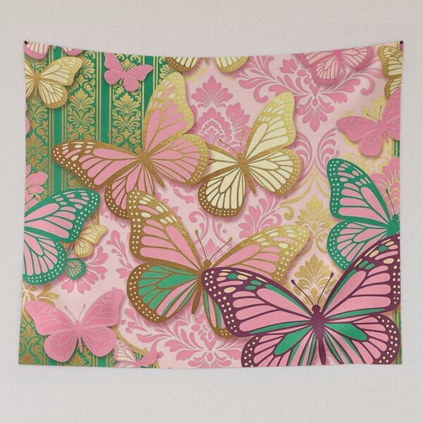 Item preview, Pink & Gold Foil Butterflies & Damask designed and sold by DesignsByPrnces.