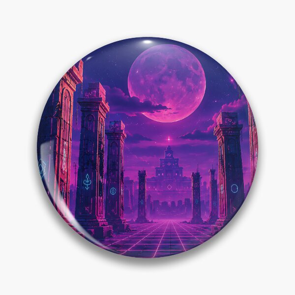 Item preview, Neon Ancient Ruins Synthwave Night Sky Art designed and sold by Aureva Arts Shop.