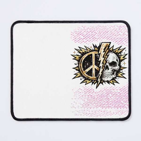Item preview, Lightning Bolt Splitting into Peace Sign and Skull Vintage Biker Patch Style Gold Black Illustration designed and sold by OnPointOutfits.