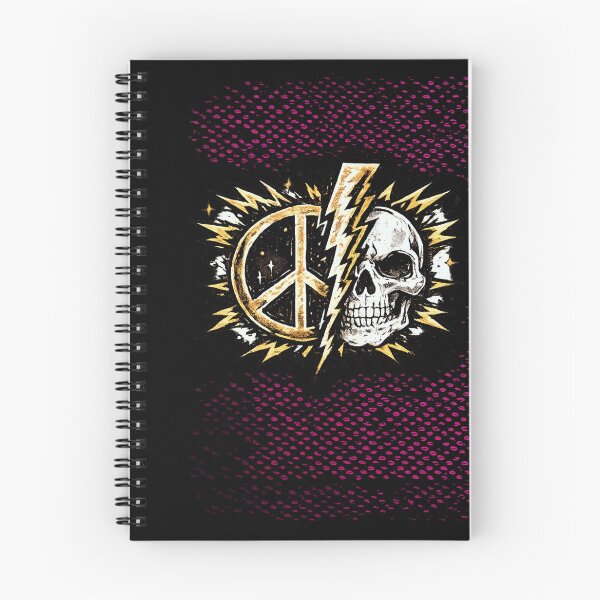 Item preview, Lightning Bolt Splitting into Peace Sign and Skull Vintage Biker Patch Style Gold Black Illustration designed and sold by OnPointOutfits.
