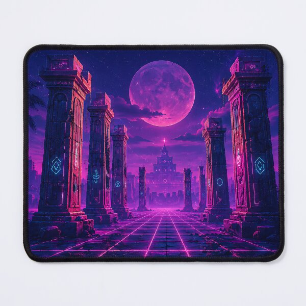 Item preview, Neon Ancient Ruins Synthwave Night Sky Art designed and sold by Aureva Arts Shop.