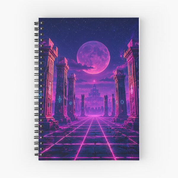 Item preview, Neon Ancient Ruins Synthwave Night Sky Art designed and sold by Aureva Arts Shop.