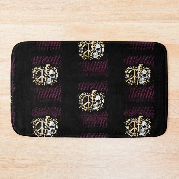 Item preview, Lightning Bolt Splitting into Peace Sign and Skull Vintage Biker Patch Style Gold Black Illustration designed and sold by OnPointOutfits.