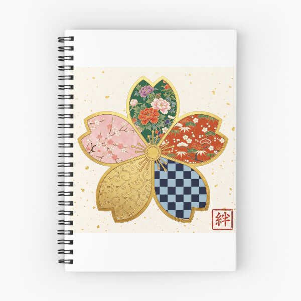 Item preview, Kizuna — Japanese Cherry Blossom Crest Art Print | Peony & Checkerboard Kamon Pattern designed and sold by KimonoKotoba.