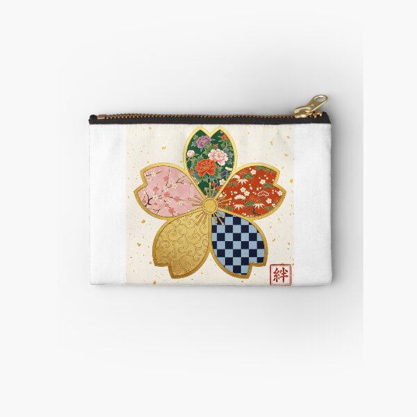 Item preview, Kizuna — Japanese Cherry Blossom Crest Art Print | Peony & Checkerboard Kamon Pattern designed and sold by KimonoKotoba.
