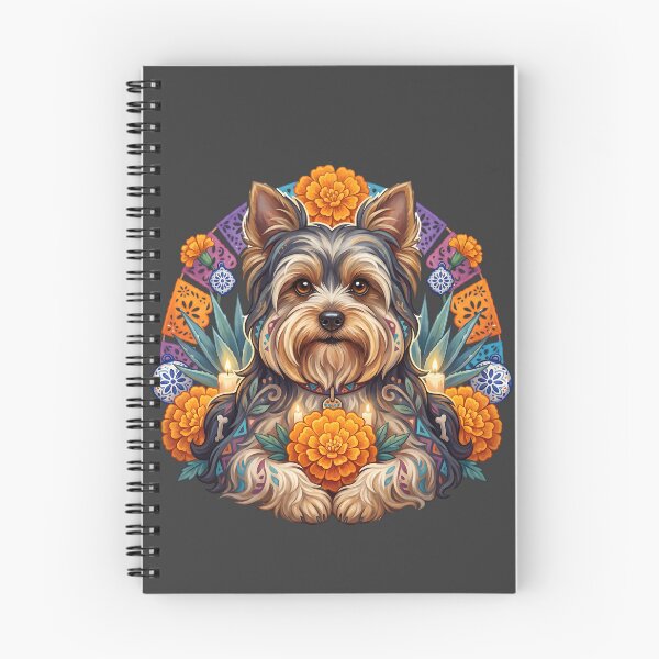 Item preview, Día de los Muertos Yorkie Dog Folk Art designed and sold by MythicCotton.