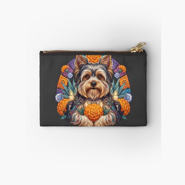 Item preview, Día de los Muertos Yorkie Dog Folk Art designed and sold by MythicCotton.
