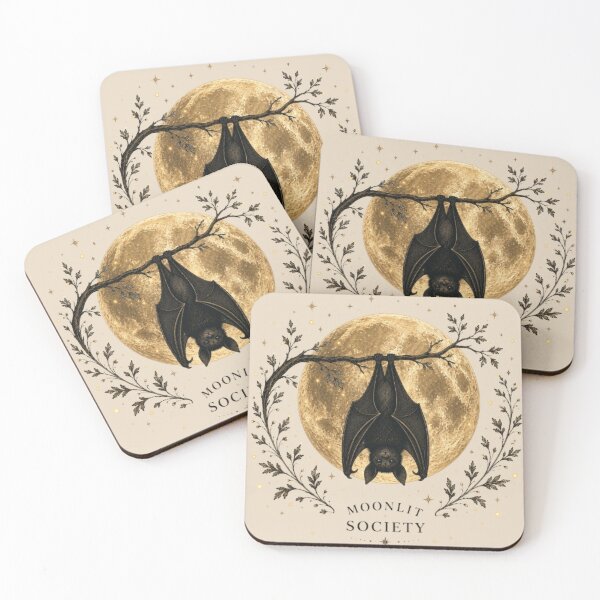 Item preview, Moonlit Society Bat | Gothic Moon Bat | Dark Cottagecore | Vintage Lunar Nature | Fantasy Wildlife Design designed and sold by Moonwoven Studio.