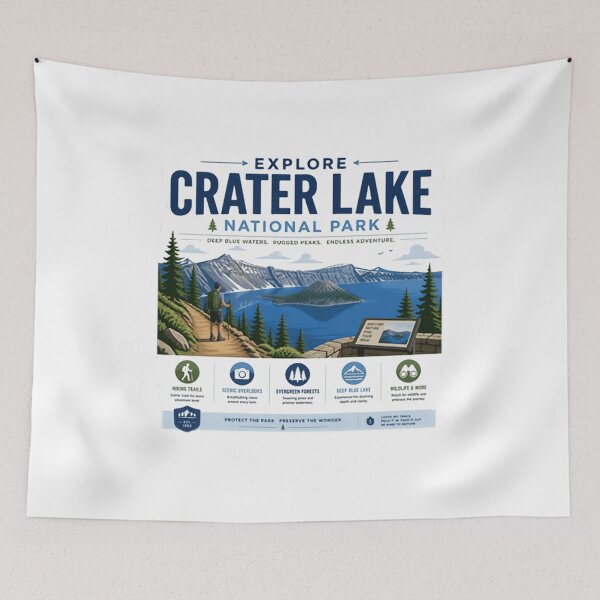 Item preview, Explore Crater Lake National Park Oregon Hiking Camping Travel Souvenir designed and sold by Simsimah26Parks.