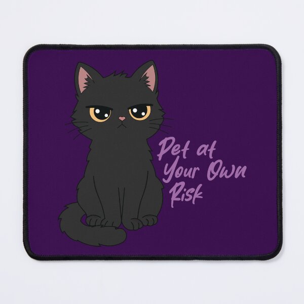 Item preview, Pet at Your Own Risk Angry Black Cat Kawaii Cartoon Funny Cat Design designed and sold by Hallowed Artistry.