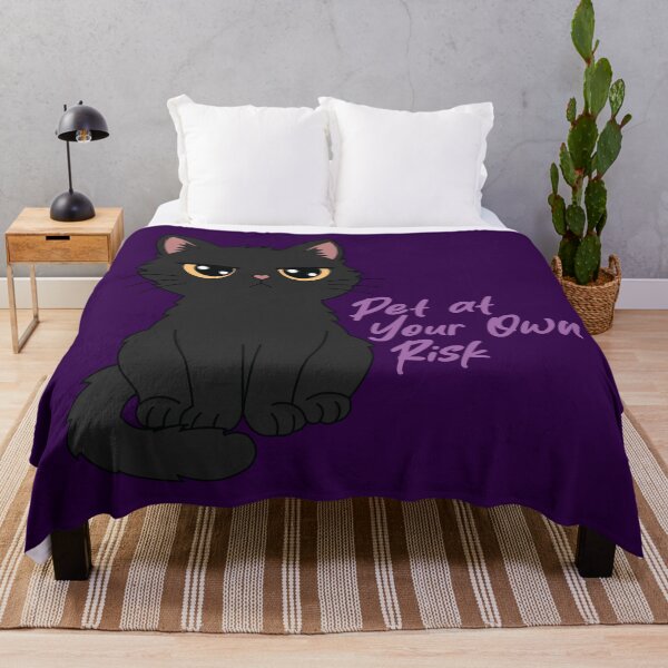 Item preview, Pet at Your Own Risk Angry Black Cat Kawaii Cartoon Funny Cat Design designed and sold by Hallowed Artistry.