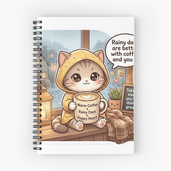Item preview, Cozy Coffee Cat Rainy Day  Sticker  designed and sold by Designertanya.