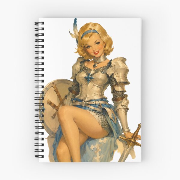 Item preview, Vintage Fantasy Knight Pin-Up | Original Medieval Warrior Girl Art designed and sold by Cosplayvintage.
