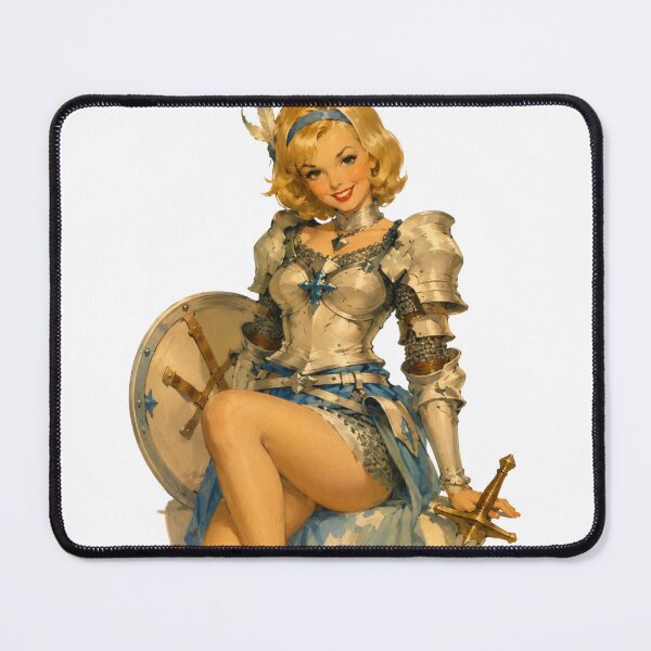 Item preview, Vintage Fantasy Knight Pin-Up | Original Medieval Warrior Girl Art designed and sold by Cosplayvintage.