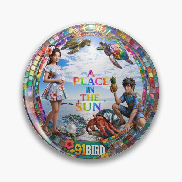 Item preview, Hayama Morito Beach Sun with Island Hime, Ninja & Sea Friends - A Place in the Sun designed and sold by Plus91BIRD.