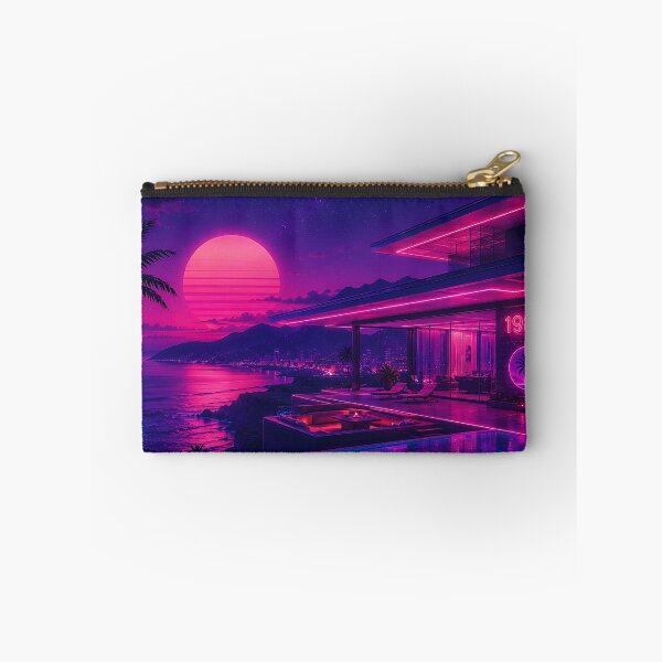 Item preview, Synthwave 1987 Neon Sunset Luxury Villa Night designed and sold by Aureva Arts Shop.